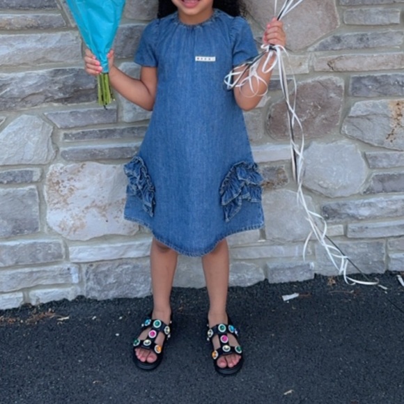 Marni Kids Blue Ruffle Denim Dress - Picture 5 of 6